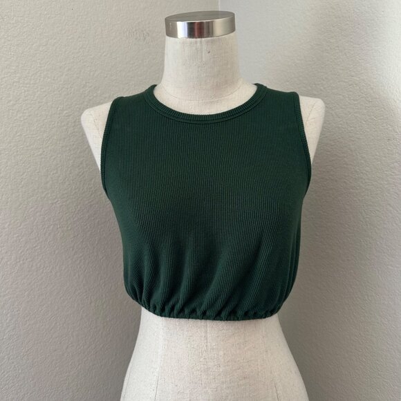 Free People Textured Knit Crop Tank Crew Neck Sleeveless Wide Armholes Cinched H - Picture 3 of 9